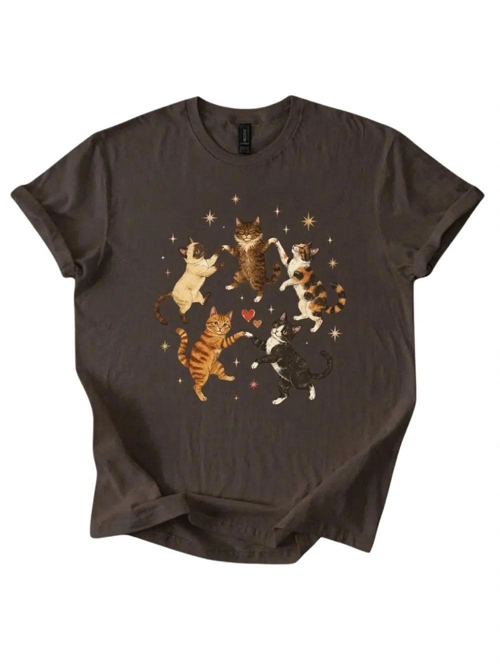 Unbranded Brown Cat Dance Graphic Tee